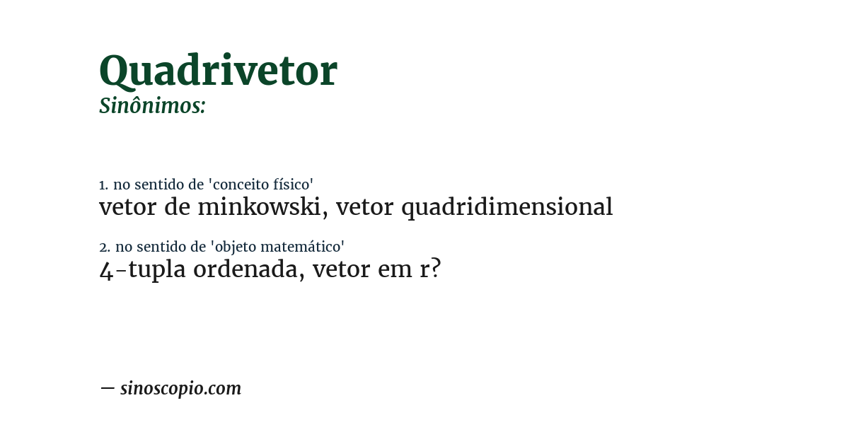 Sinônimo de quadrivetor