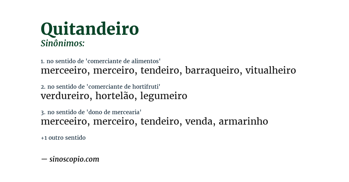 Sinônimo de quitandeiro