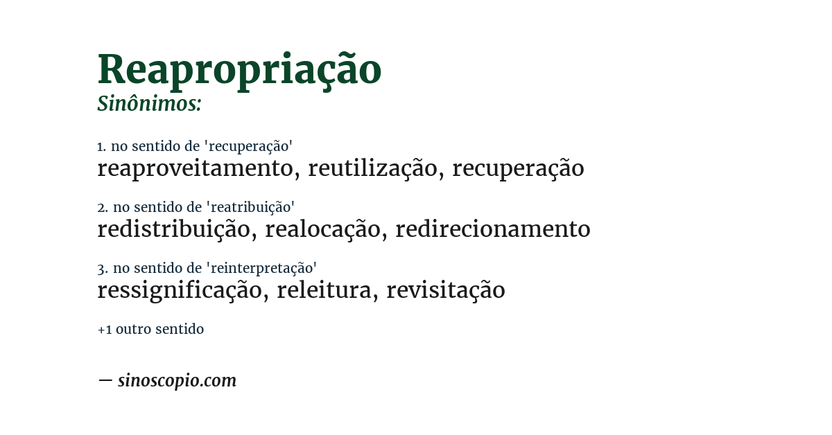 Sinônimo de reapropriação