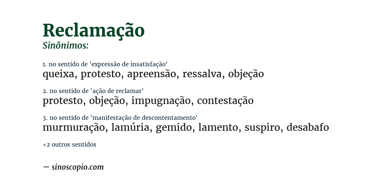 Sinônimo de reclamação
