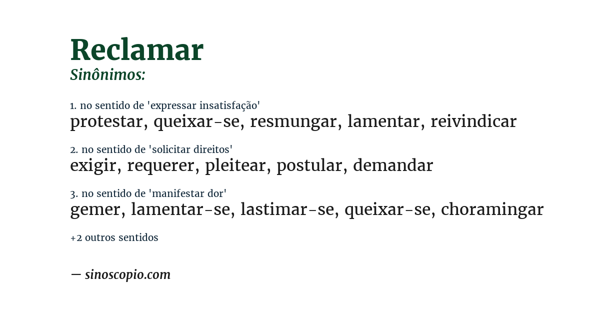 Sinônimo de reclamar