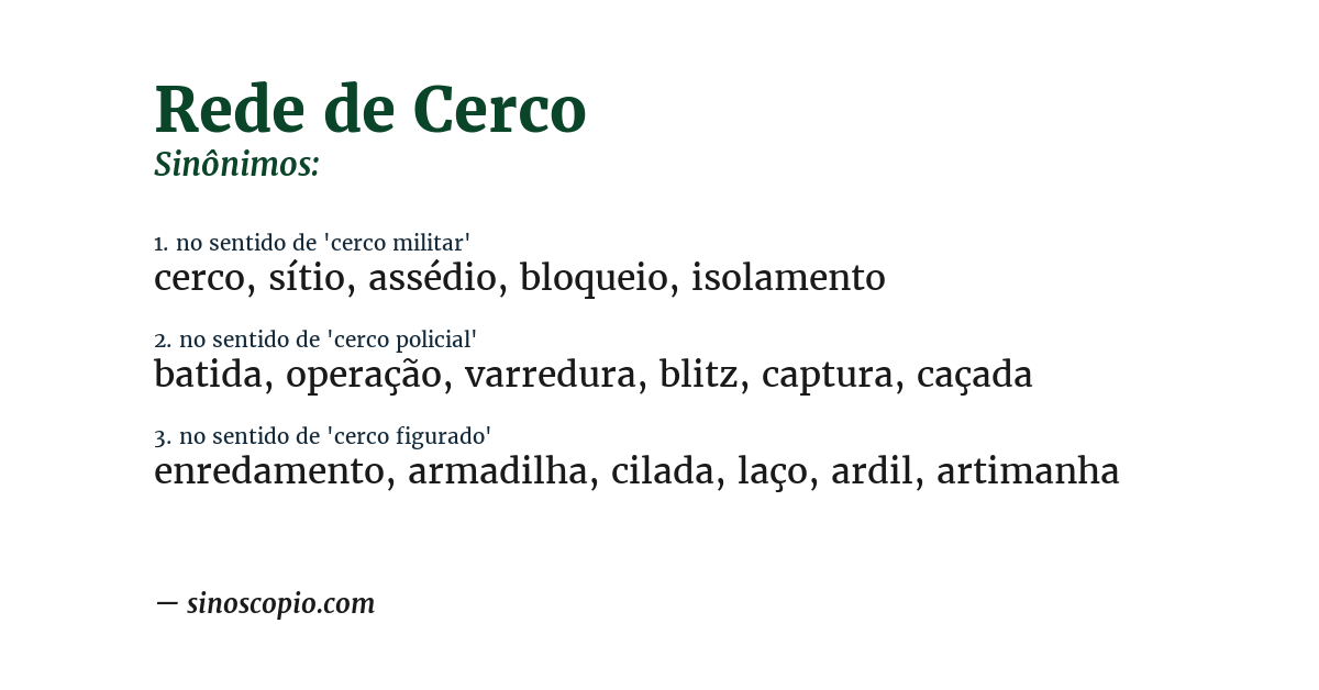 Sinônimo de rede de cerco