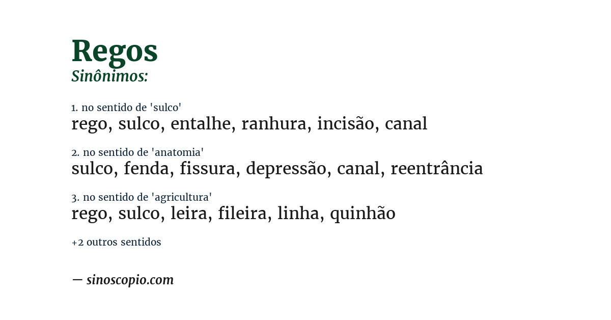 Sinônimo de regos