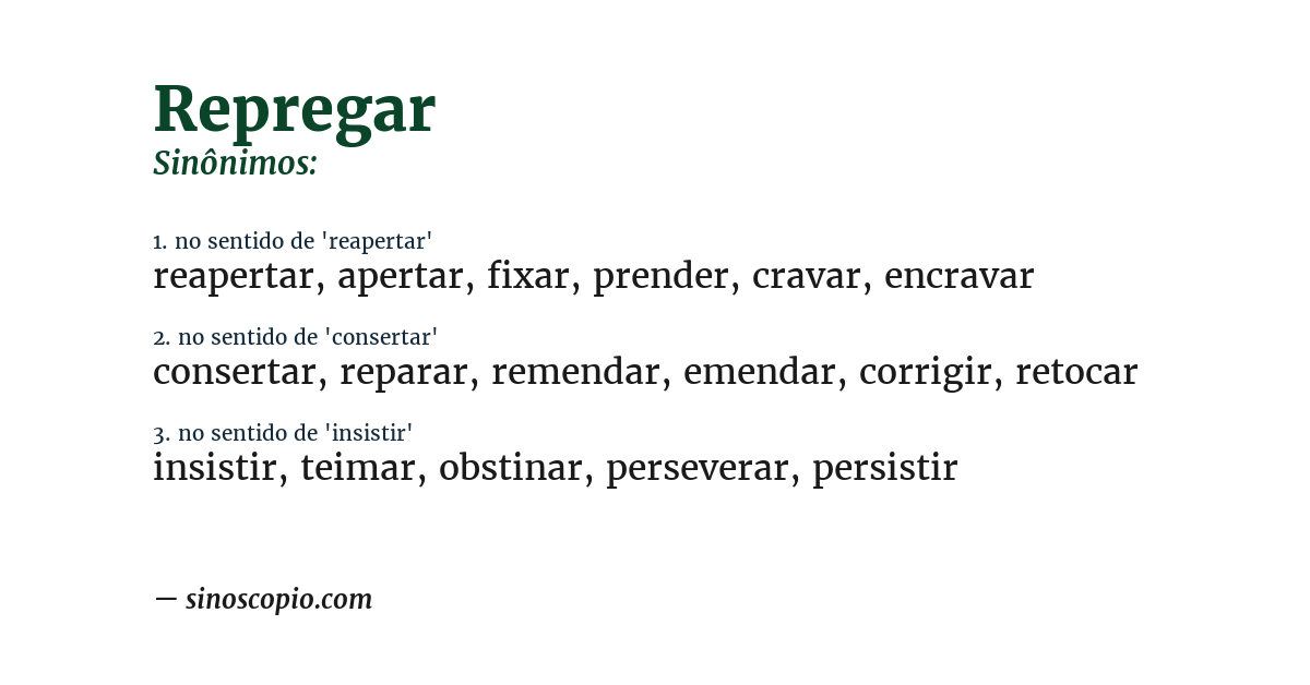 Sinônimo de repregar