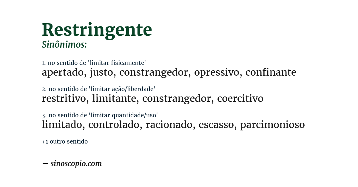 Sinônimo de restringente
