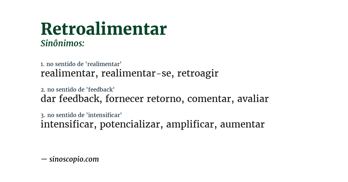 Sinônimo de retroalimentar
