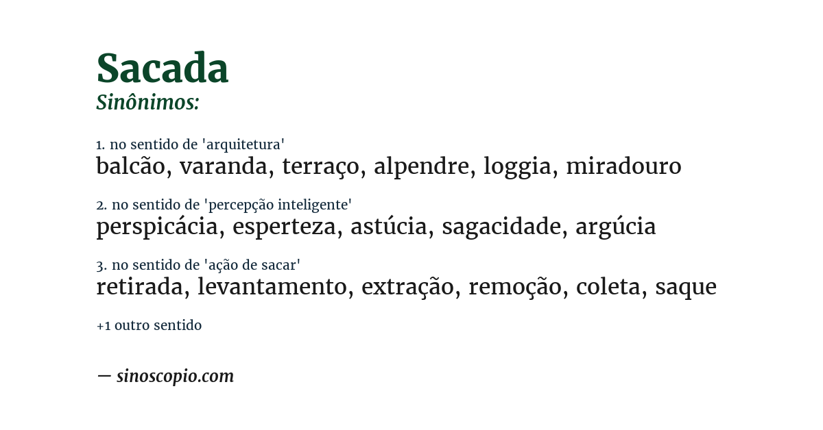 Sinônimo de sacada