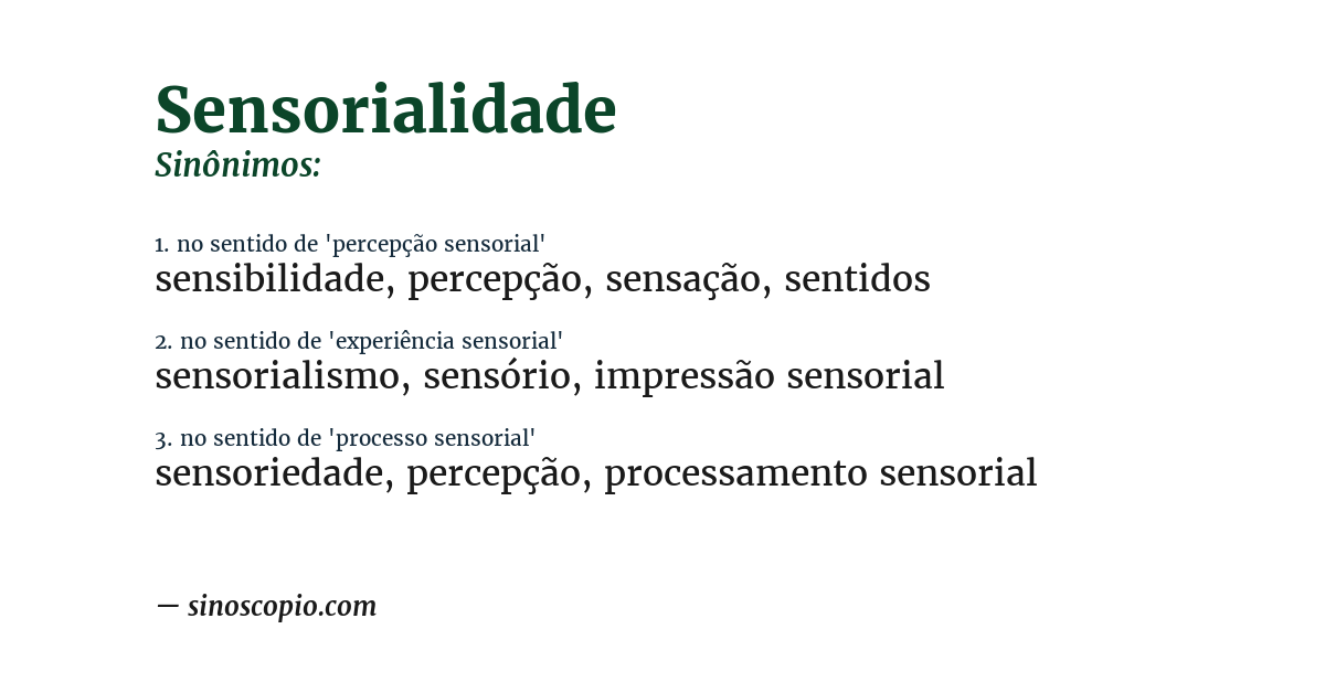 Sinônimo de sensorialidade