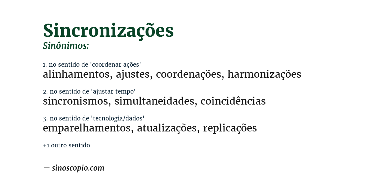 Sinônimo de sincronizações