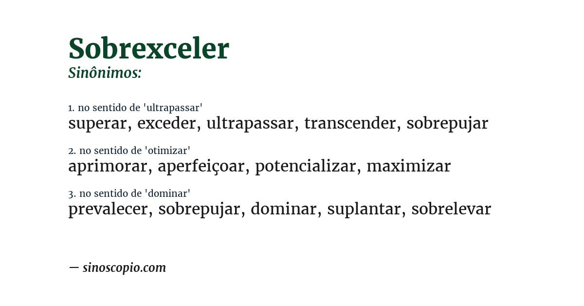 Sinônimo de sobrexceler