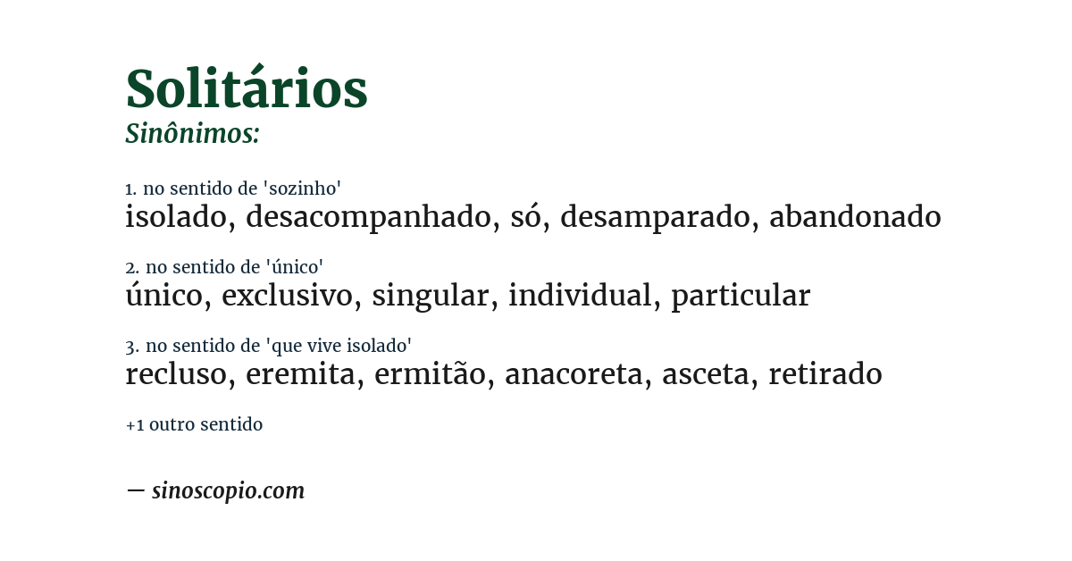 Sinônimo de solitários