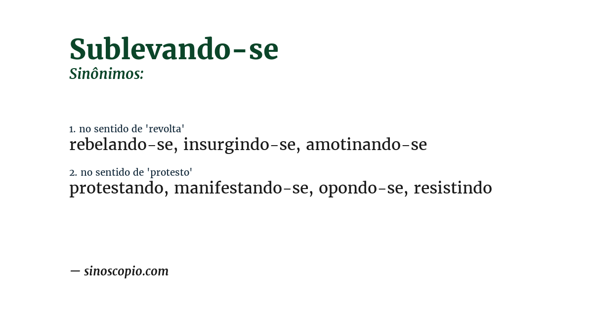 Sinônimo de sublevando-se