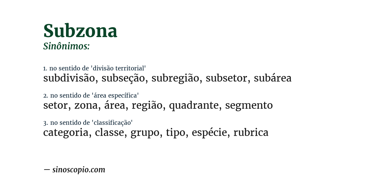 Sinônimo de subzona