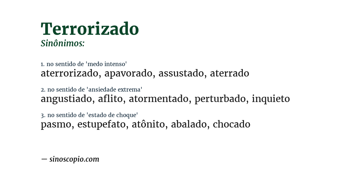 Sinônimo de terrorizado