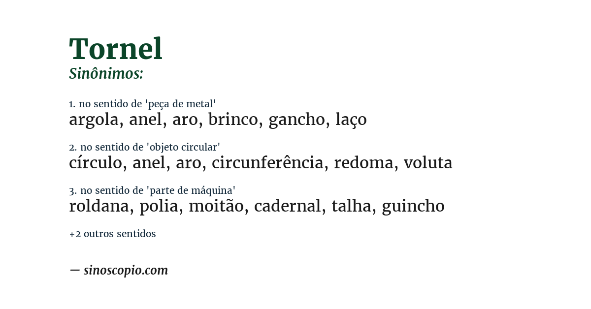Sinônimo de tornel