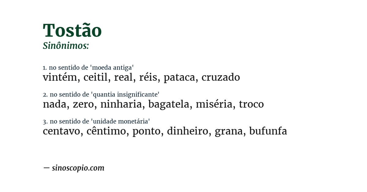 Sinônimo de tostão
