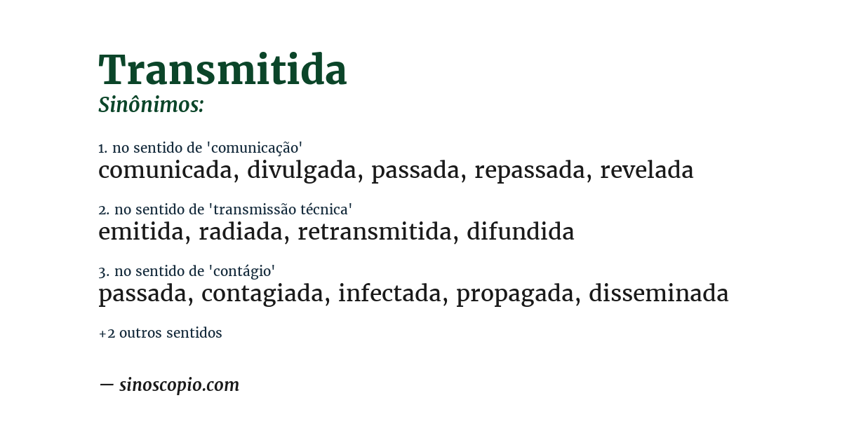 Sinônimo de transmitida