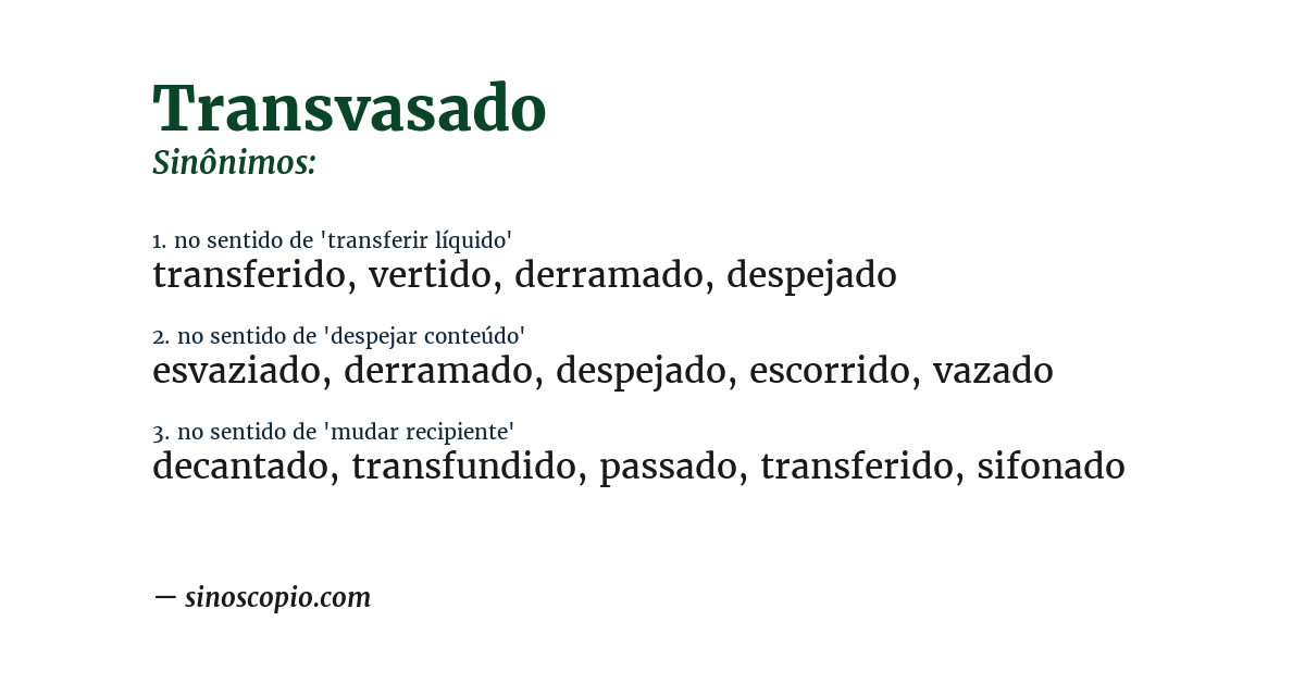 Sinônimo de transvasado