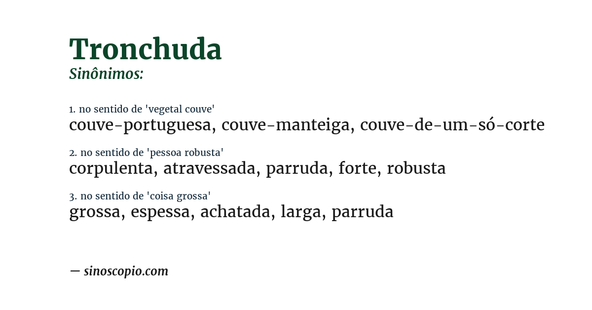 Sinônimo de tronchuda