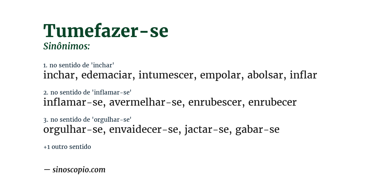 Sinônimo de tumefazer-se