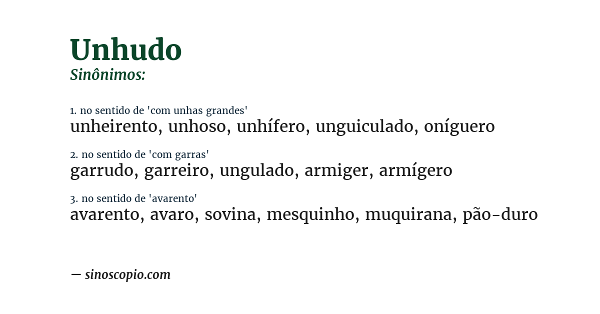 Sinônimo de unhudo