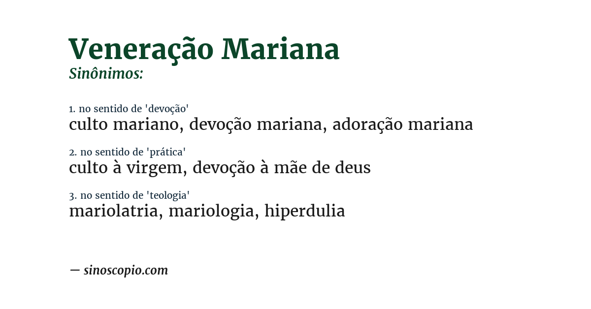Sinônimo de veneração mariana