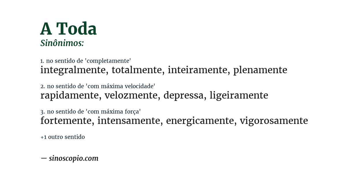 Sinônimo de a toda