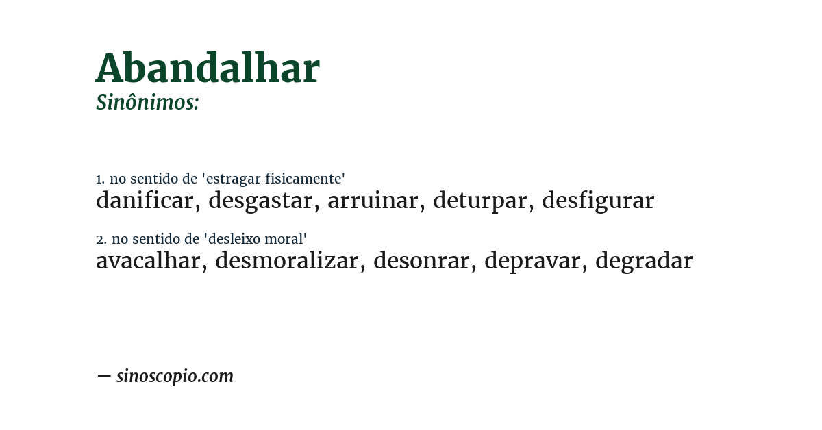 Sinônimo de abandalhar