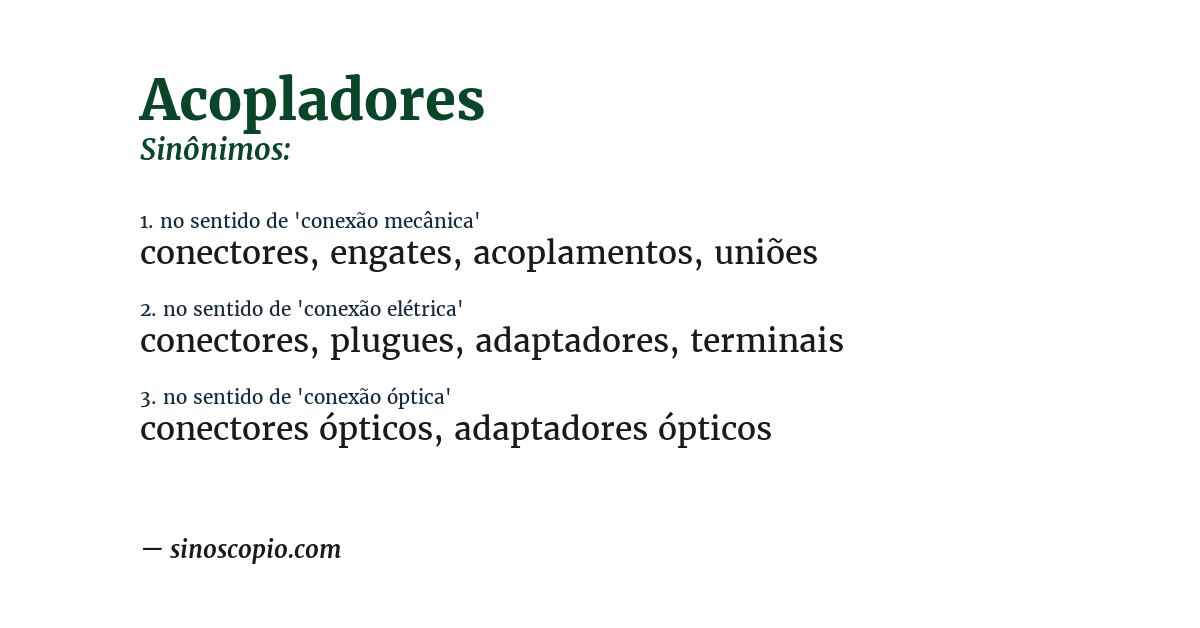 Sinônimo de acopladores