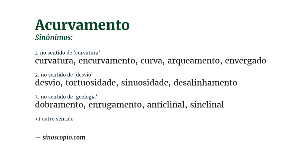 Sinônimo de acurvamento