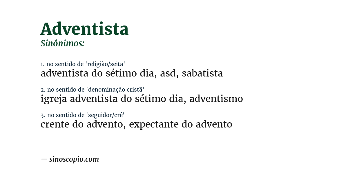Sinônimo de adventista