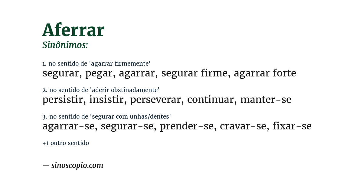Sinônimo de aferrar