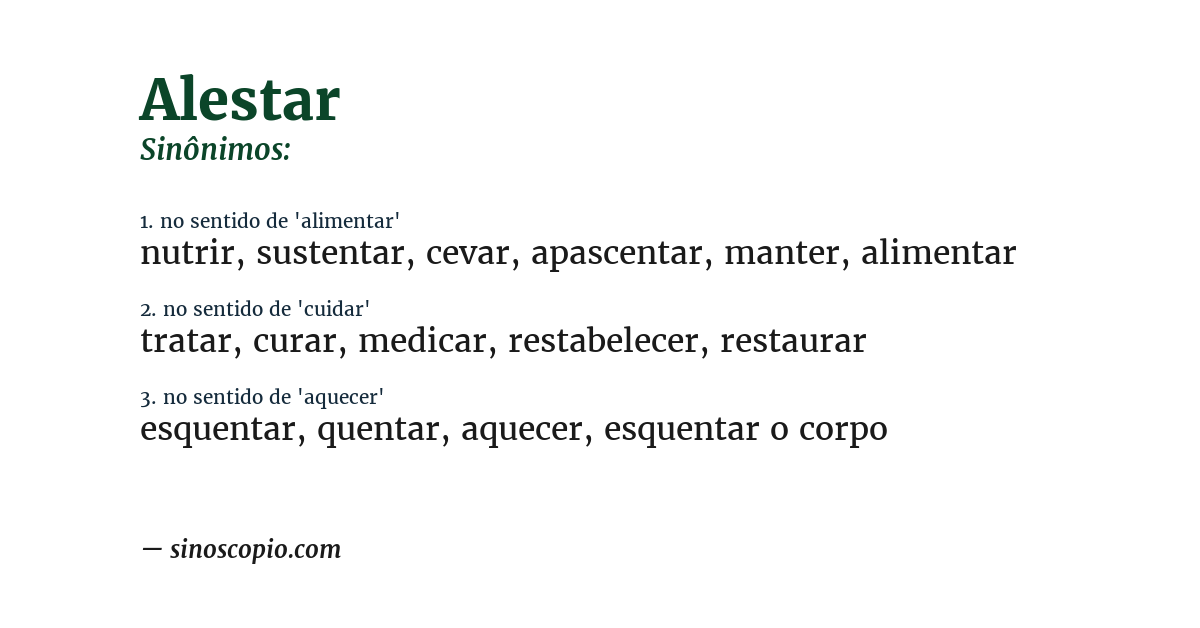 Sinônimo de alestar
