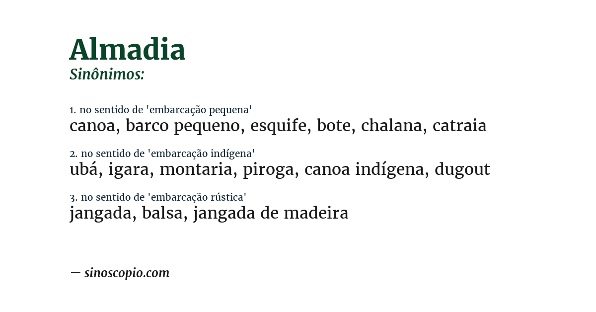 Sinônimo de almadia