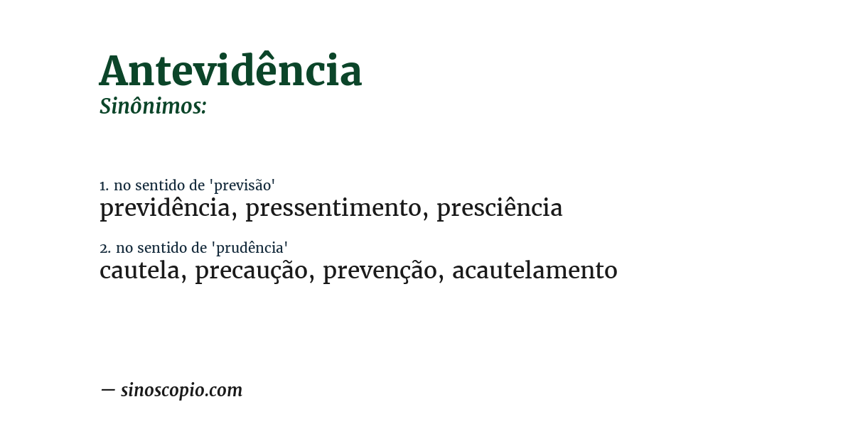 Sinônimo de antevidência