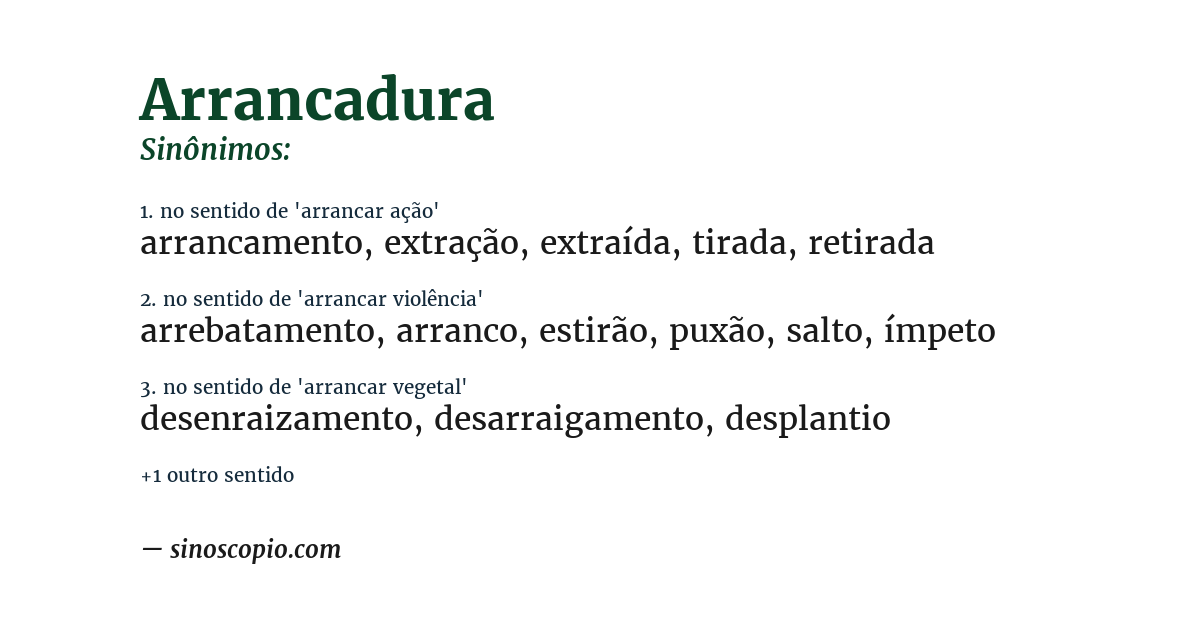 Sinônimo de arrancadura