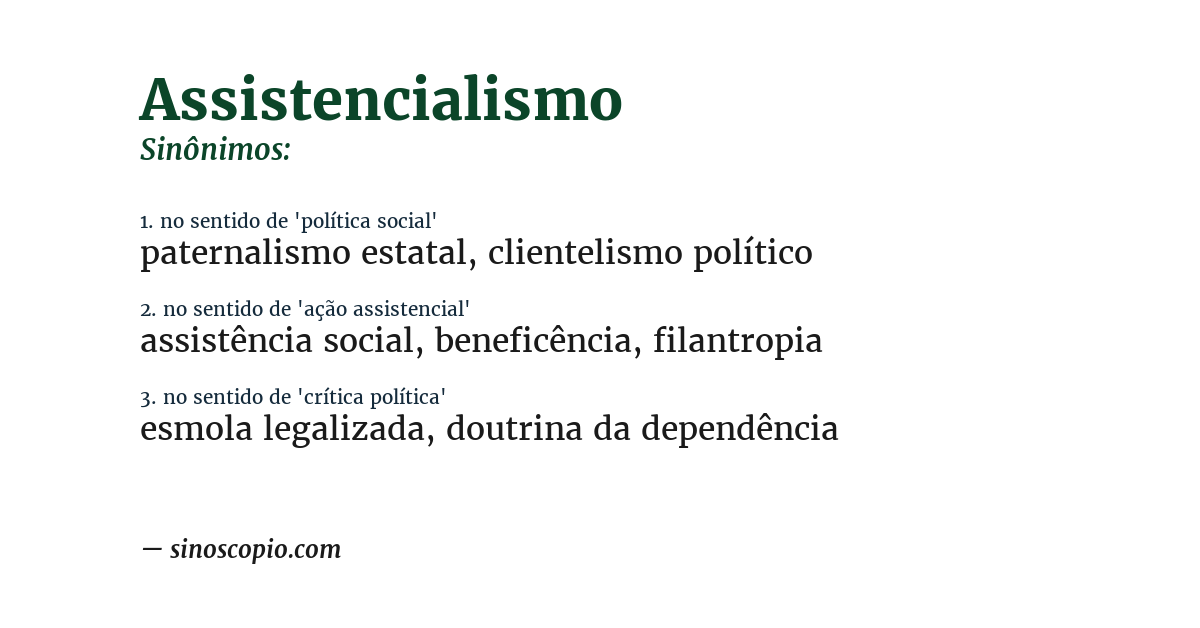 Sinônimo de assistencialismo