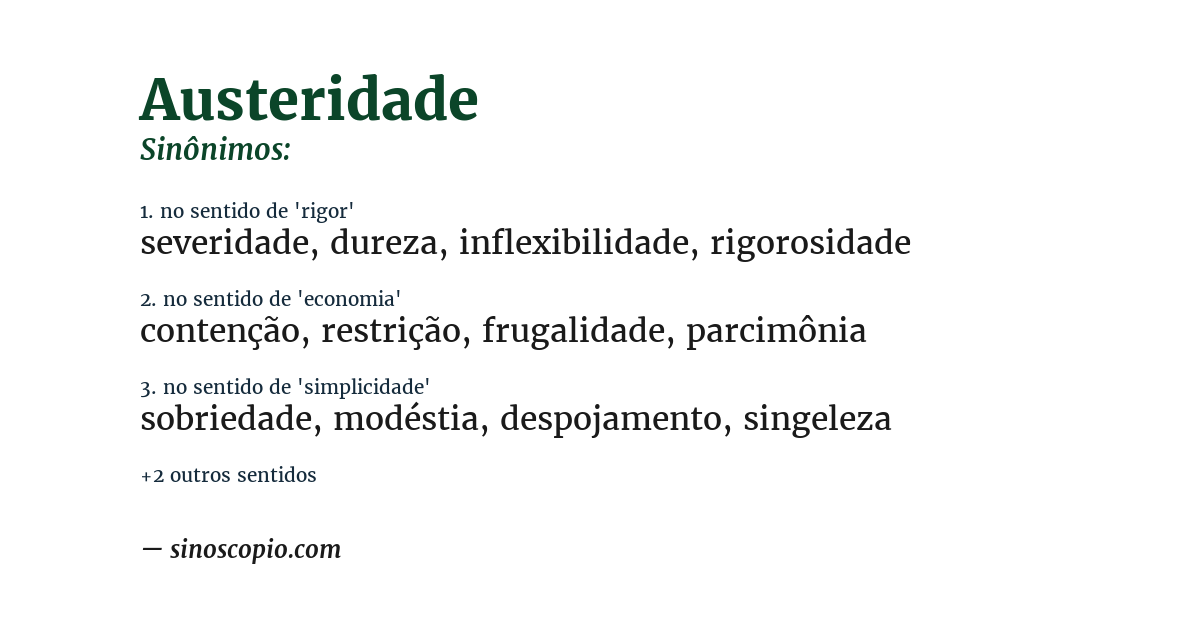 Sinônimo de austeridade