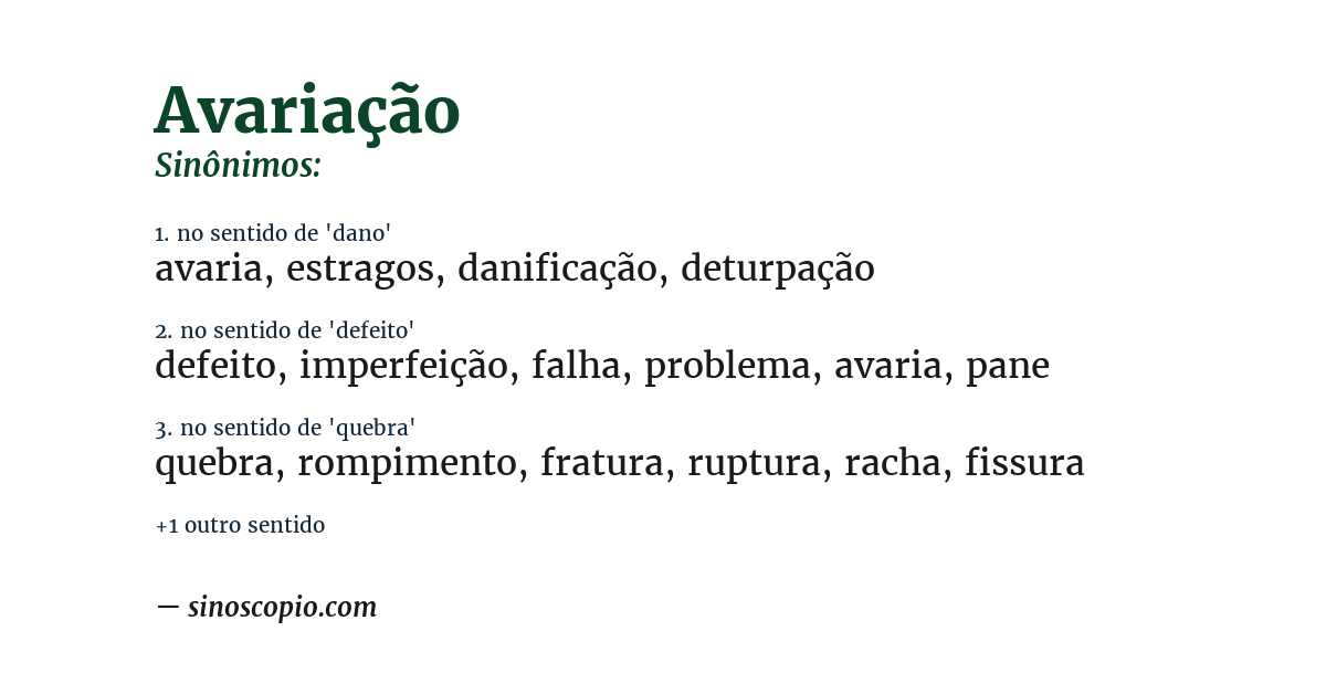 Sinônimo de avariação