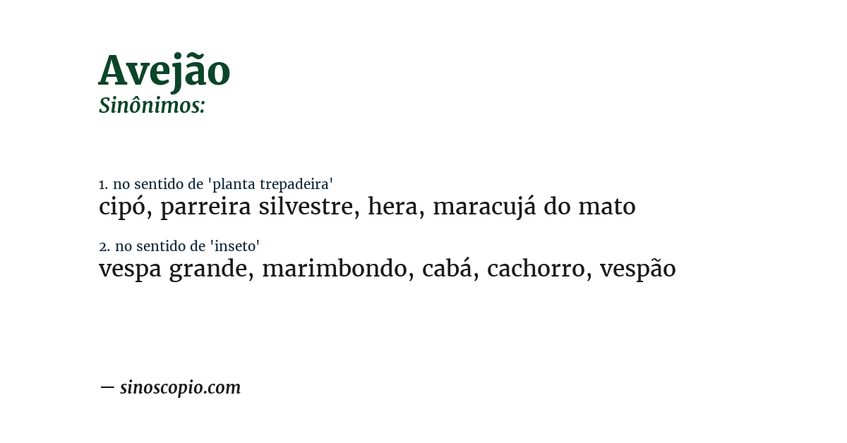 Sinônimo de avejão