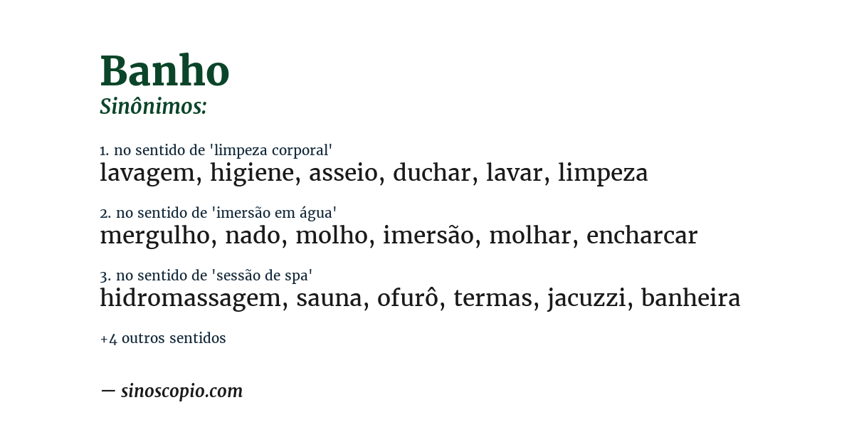 Sinônimo de banho
