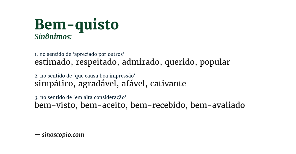 Sinônimo de bem-quisto