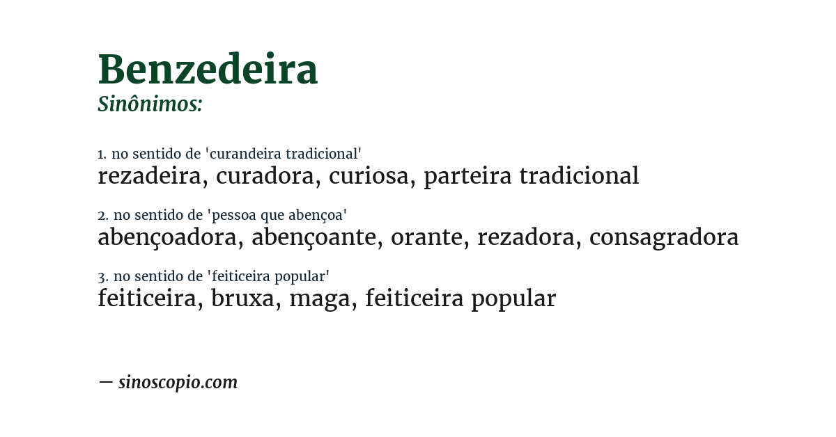 Sinônimo de benzedeira