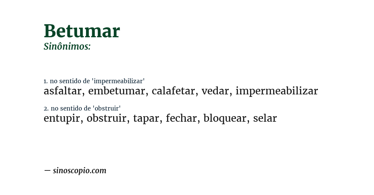 Sinônimo de betumar