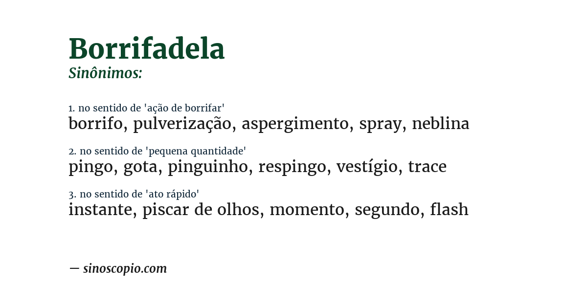 Sinônimo de borrifadela