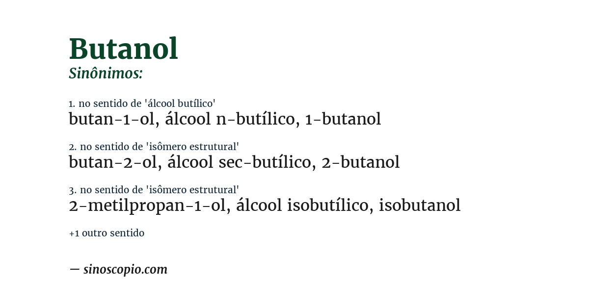 Sinônimo de butanol