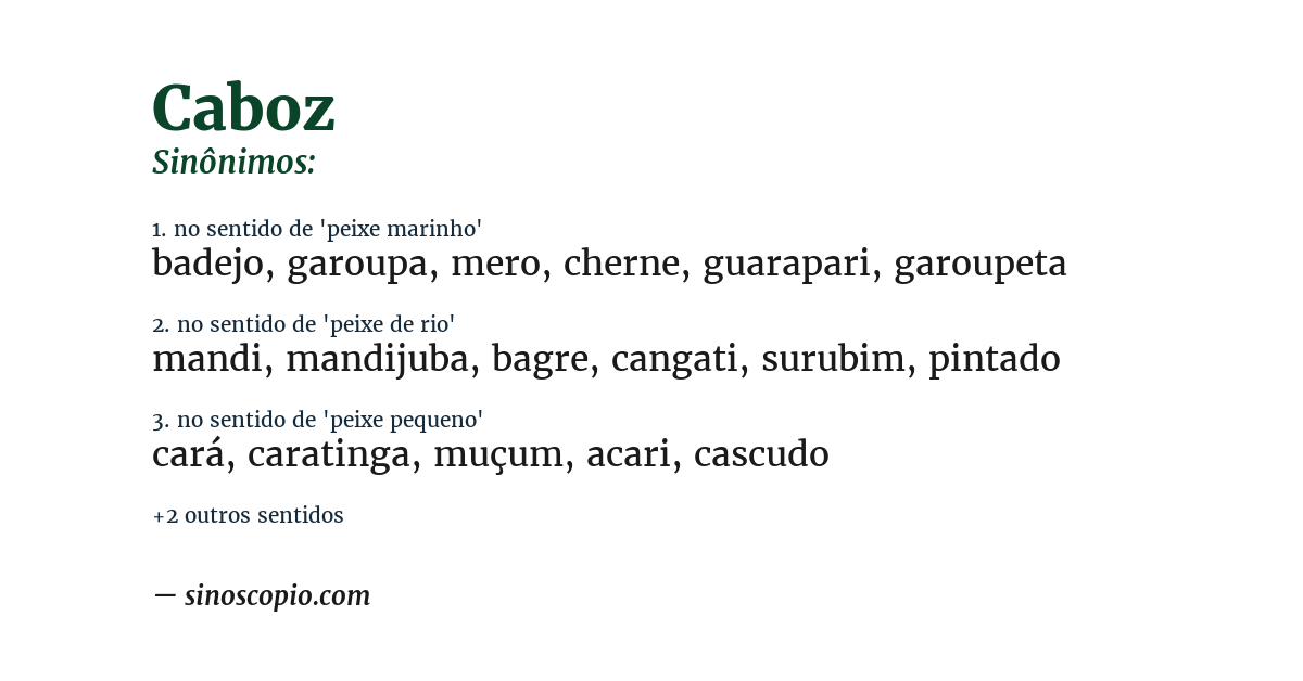 Sinônimo de caboz