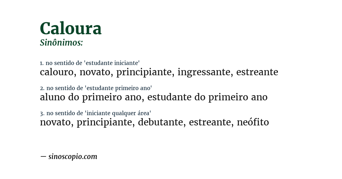 Sinônimo de caloura