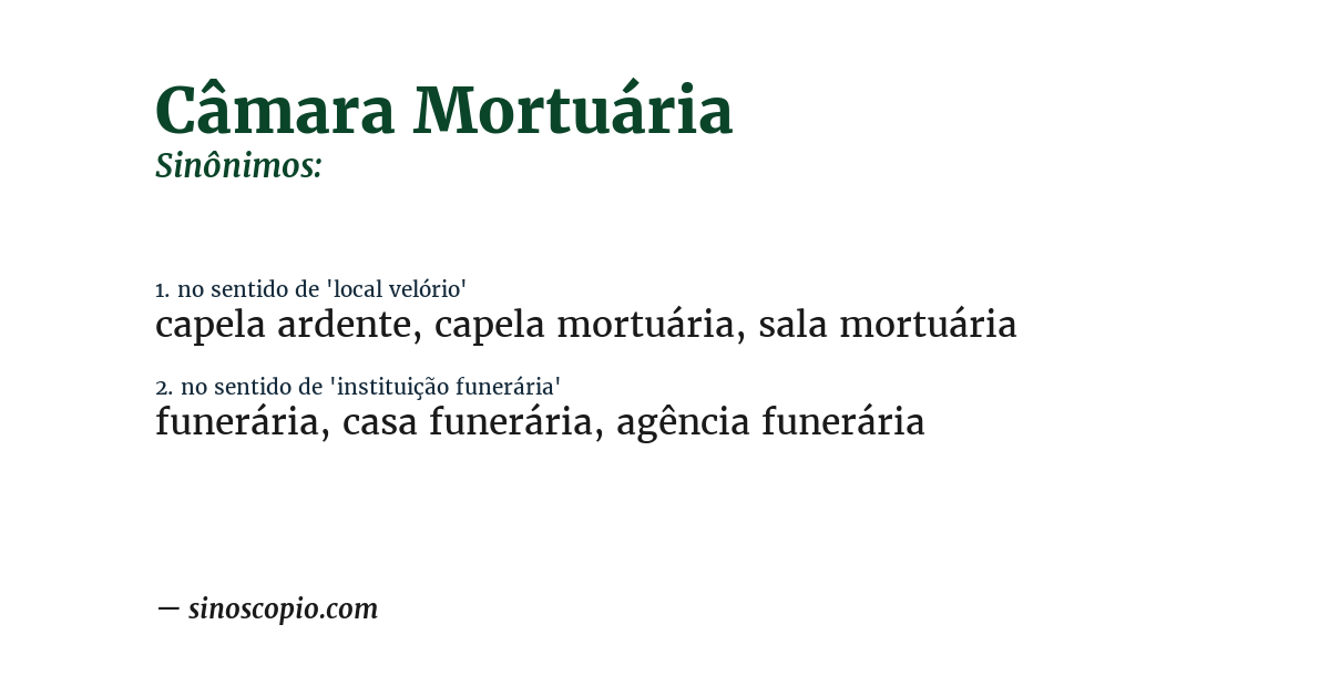 Sinônimo de câmara mortuária