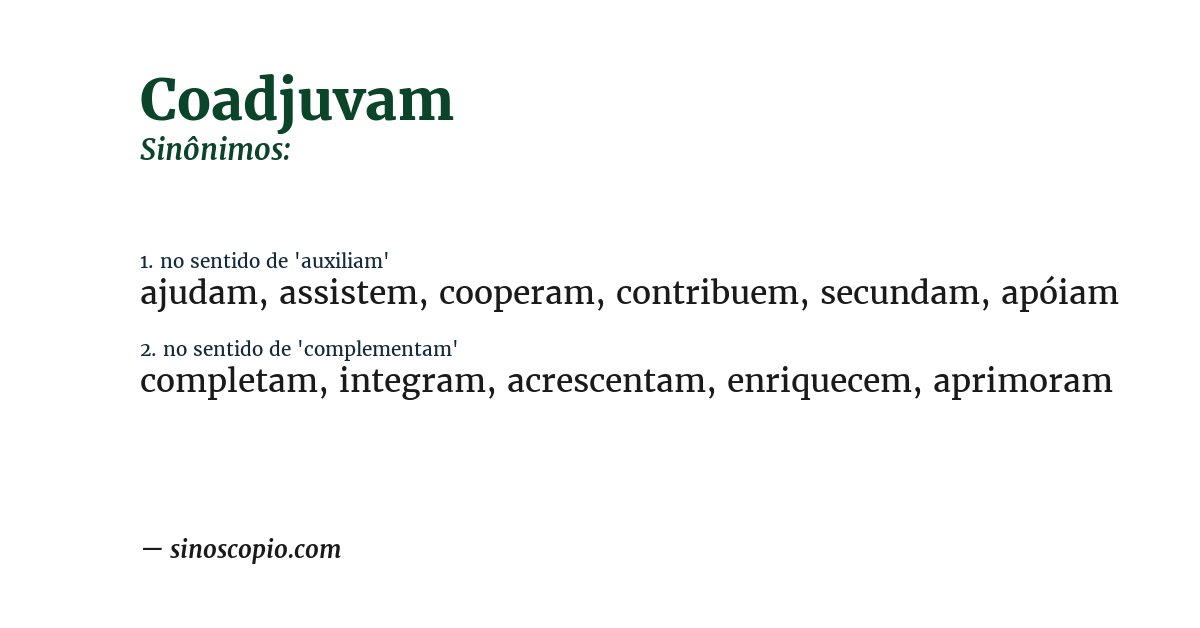 Sinônimo de coadjuvam